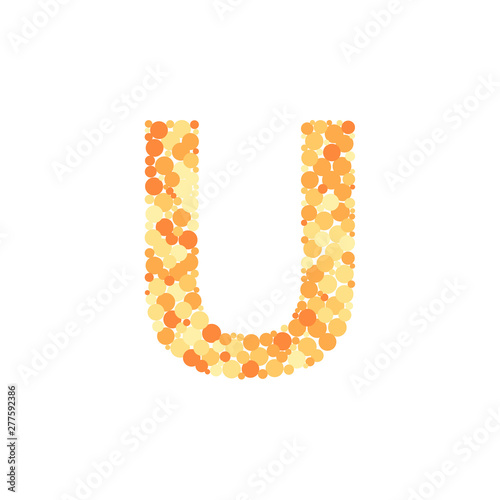 U letter color distributed circles dots illustration