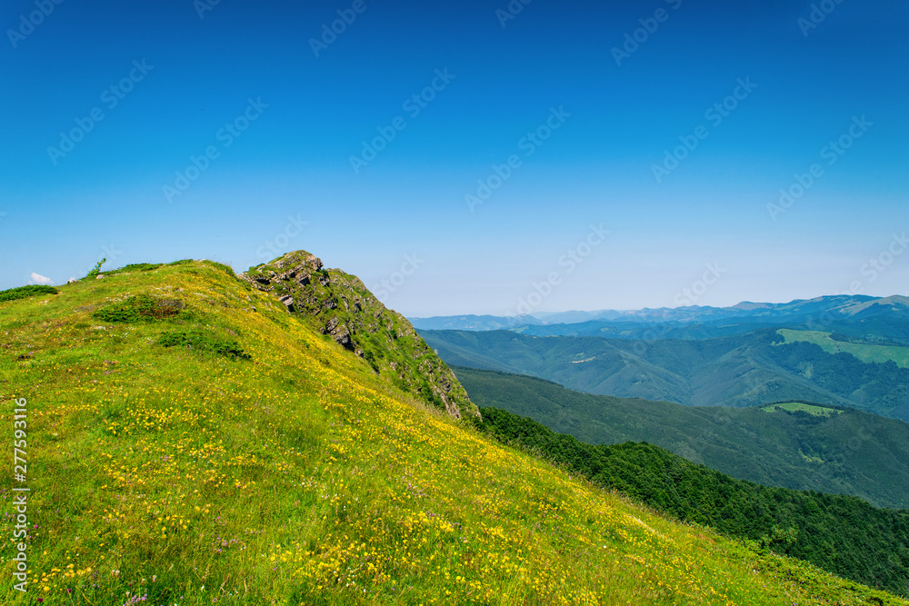 Beautiful mountain view from the path from Beklemeto to Kozya Stena, Troyan Balkan, Bulgaria