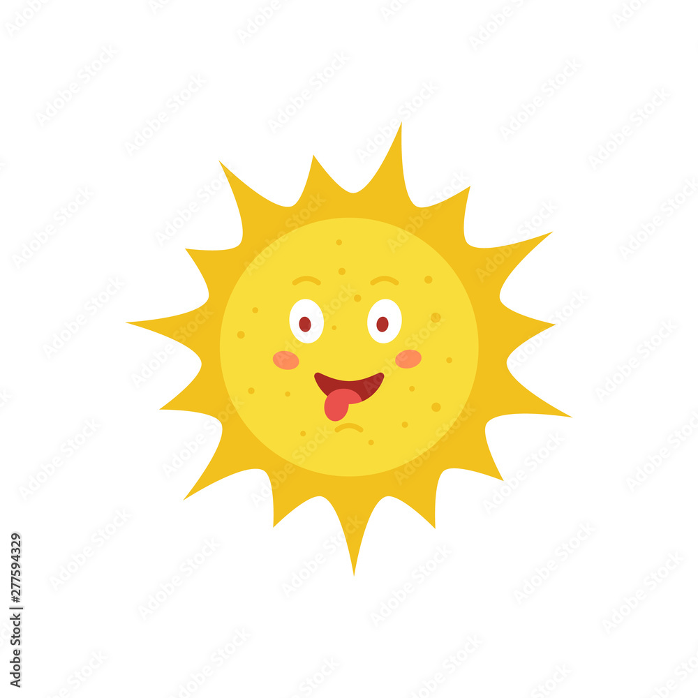 Funny vector hand drawn sun illustration. Cute sun emoticon icon. Summer sunny face emoji. Funny vector hand drawn sun illustration. Cute sun emoticon icon. Summer sunny face emoji.