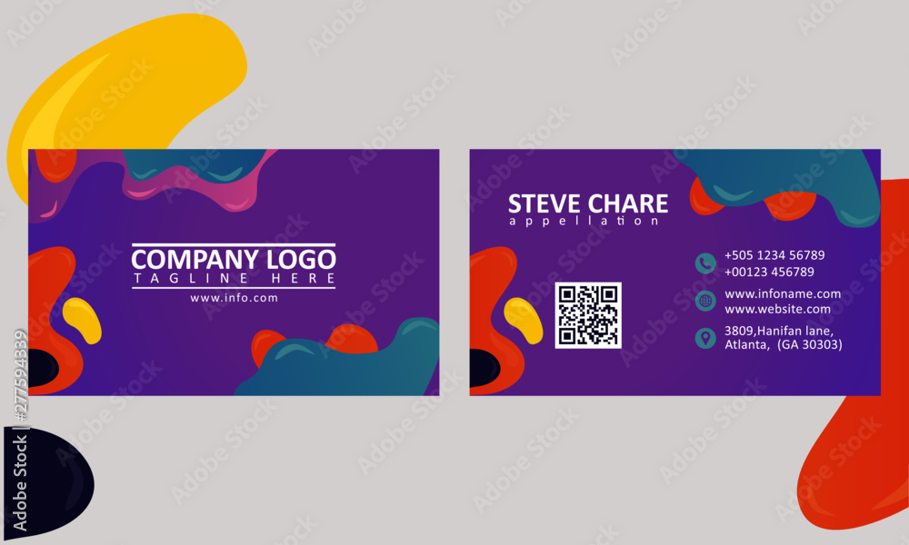 Liquid  Fluid Gradient  Business Card Design Template