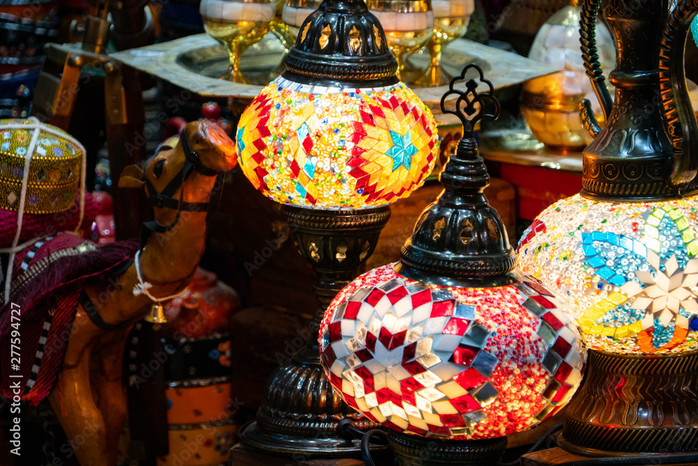 colourful lamps in the souk in Muscat Oman