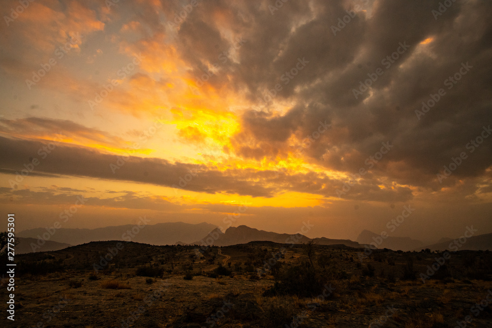 Sonnenuntergang in Jebel Shams im Oman