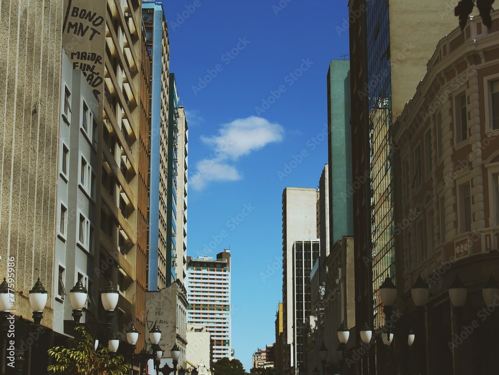 Among the buildings in Curitiba downtown, Paraná State, Brazil Among the buildings in Curitiba downtown, Paraná State, Brazil