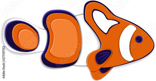 Reef fish in paper art style