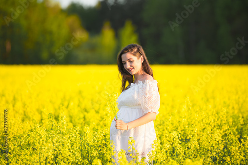 Pregnancy in his youth. Young beautiful pregnant woman, pregnancy is in its prime when it is full of desire © SYARGEENKA