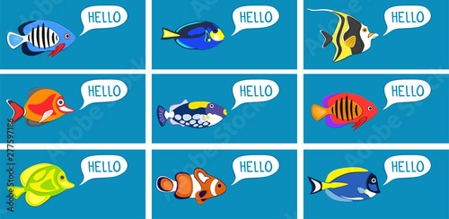 Reef fishes in paper art style