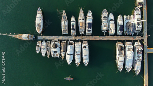 Aerial top view photo of boats docked in Mediterranean destination port marina © aerial-drone