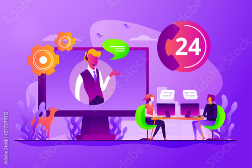 Tech support, clients assistance and hotline, help hotline, call centre. Contact center, customer service point, customer relationship management concept. Vector isolated concept creative illustration