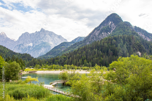 View of Jasna lake in Julian Alps, Slovenia © Tomtsya