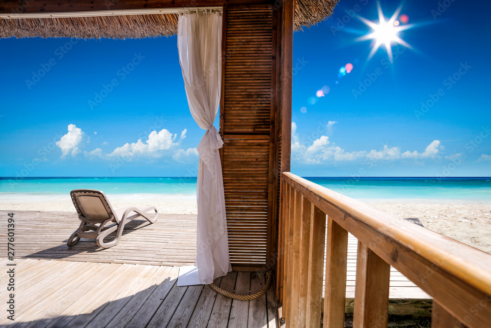 Summer background of beach with landscape of sea 