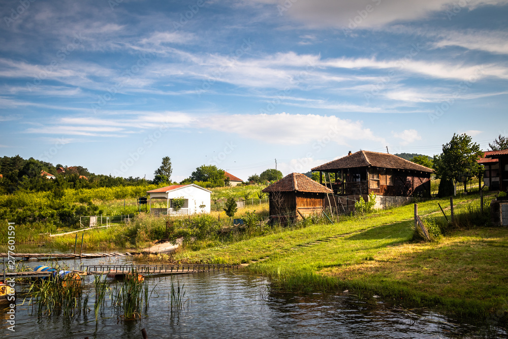 Gruza lake near the Kragujevac in Serbia, popular for fishing and camping, in summer.