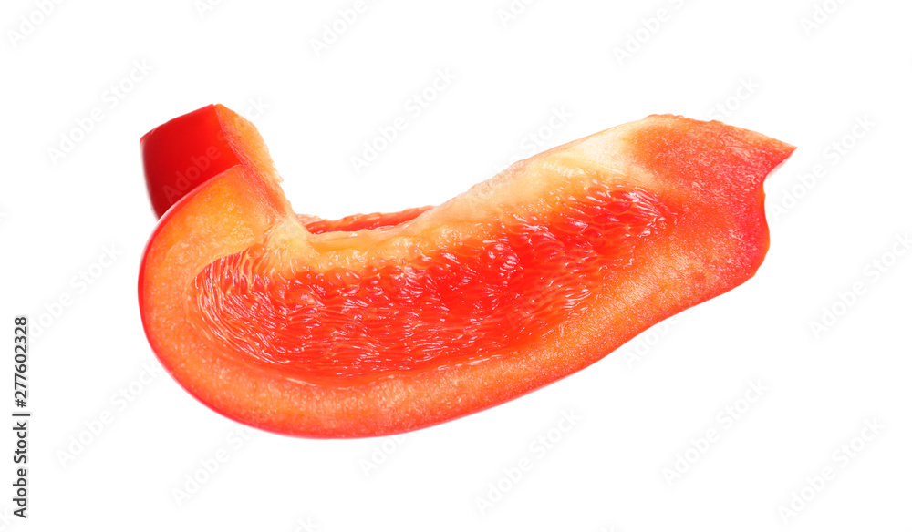 Slice of ripe red bell pepper on white background Slice of ripe red bell pepper on white background