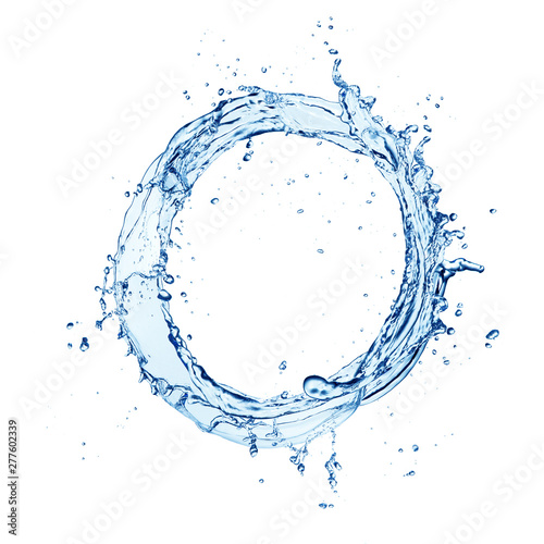 Water circle splash isolated on white background
