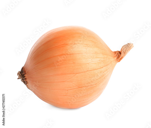 Fresh ripe onion bulb on white background