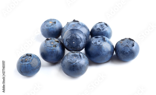 Fresh raw tasty blueberries isolated on white
