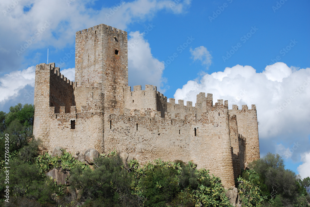 Beautiful castle with blue sky and white clouds