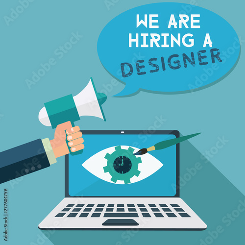 Staff hiring for a digital designer megaphone announcment vector concept