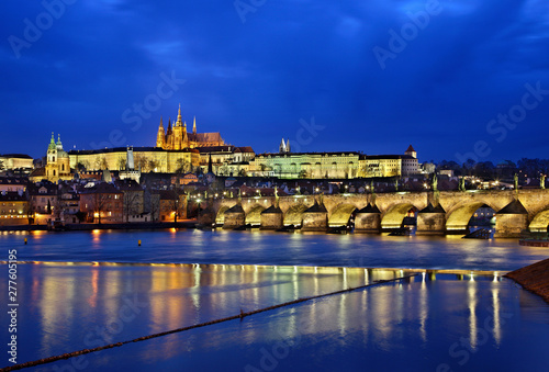PRAGUE, CZECH REPUBLIC. Charles' bridge and Prague castle as seen from the side of Stare Mesto (literally "Old Town").