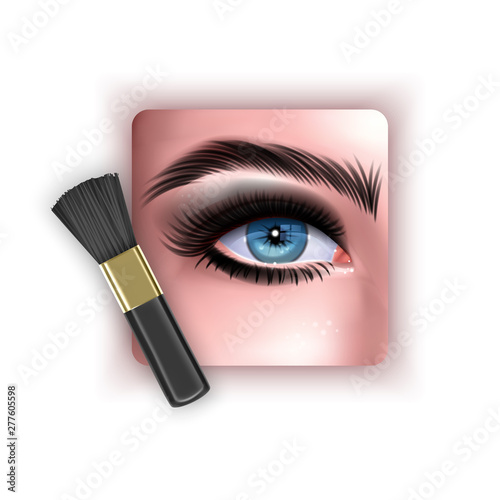 Brush to blend eye shadow, a makeup brush in a realistic style