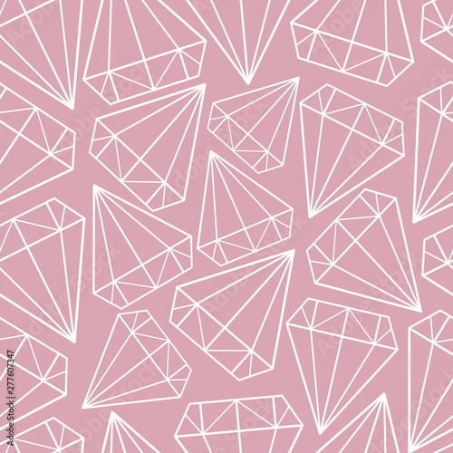 Vector seamless pattern with contours of diamonds,gems,crystals. Scandinavian design