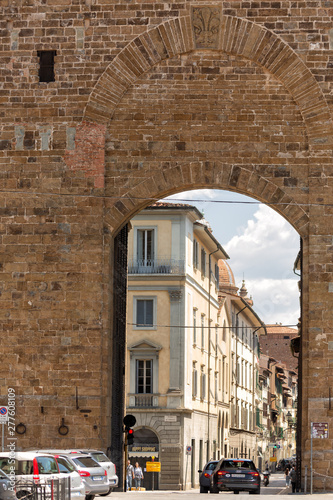 View of the massive Porta San Frediano city gate