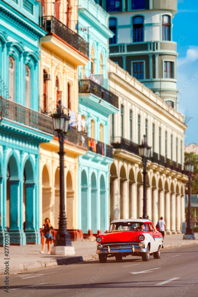 Classic car and colorful buildings in Old Havana