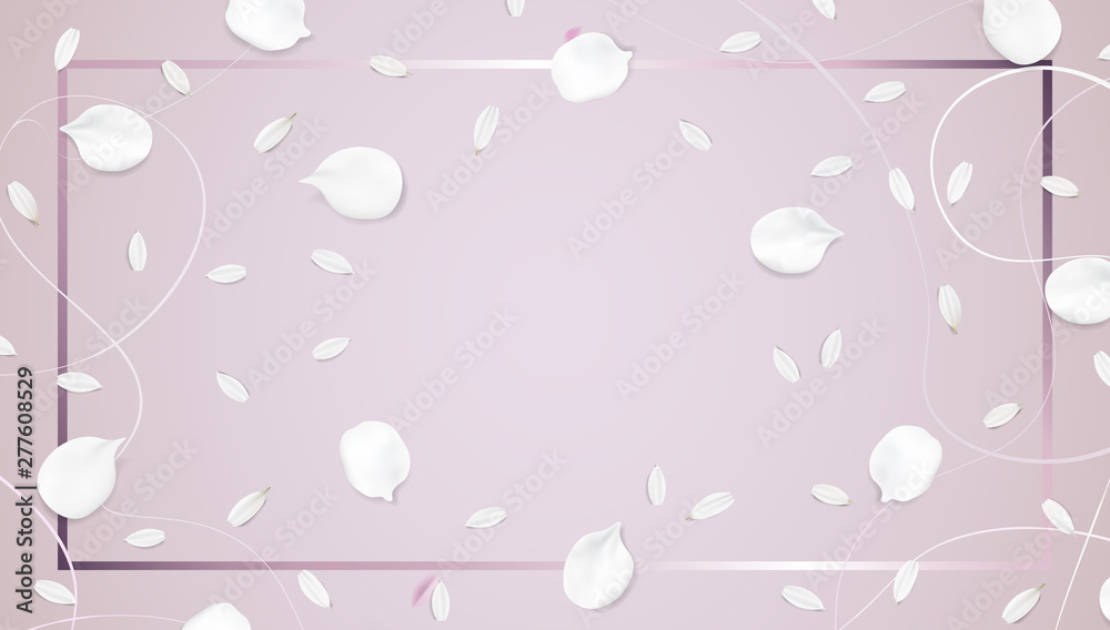 Luxury wedding background with pink silk leaves and ornate decoration Luxury wedding background with pink silk leaves and ornate decoration