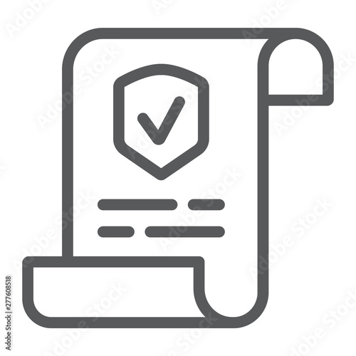 Policy line icon, document and contract, insurance paper sign, vector graphics, a linear pattern on a white background.