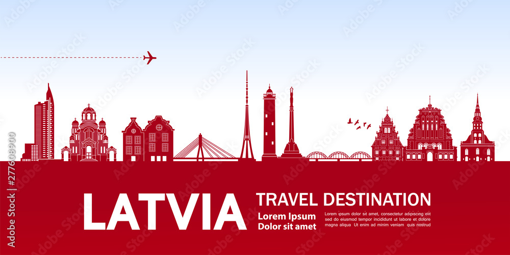 Latvia travel destination grand vector illustration.