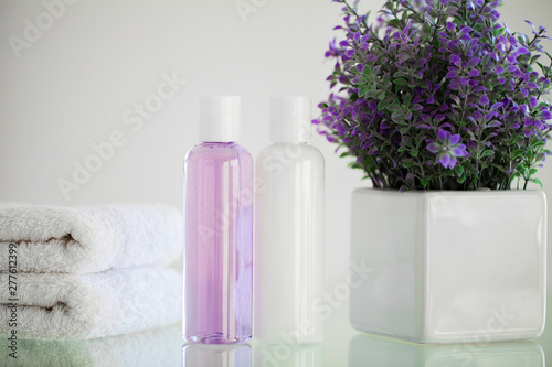 Shower supplies. Composition cosmetic products of spa treatment
