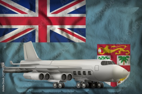bomber on the Fiji state flag background. 3d Illustration