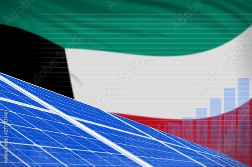 Kuwait solar energy power digital graph concept - green natural energy industrial illustration. 3D Illustration
