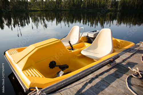 A paddle boat in the lake in Ontario Canada
