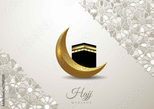 Islamic vector design Hajj greeting card template