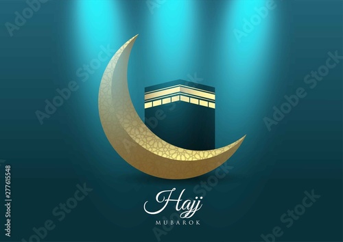 Islamic vector design Hajj greeting card template
