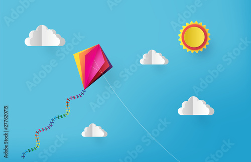 Colorful Kite Flying in Summer Sky