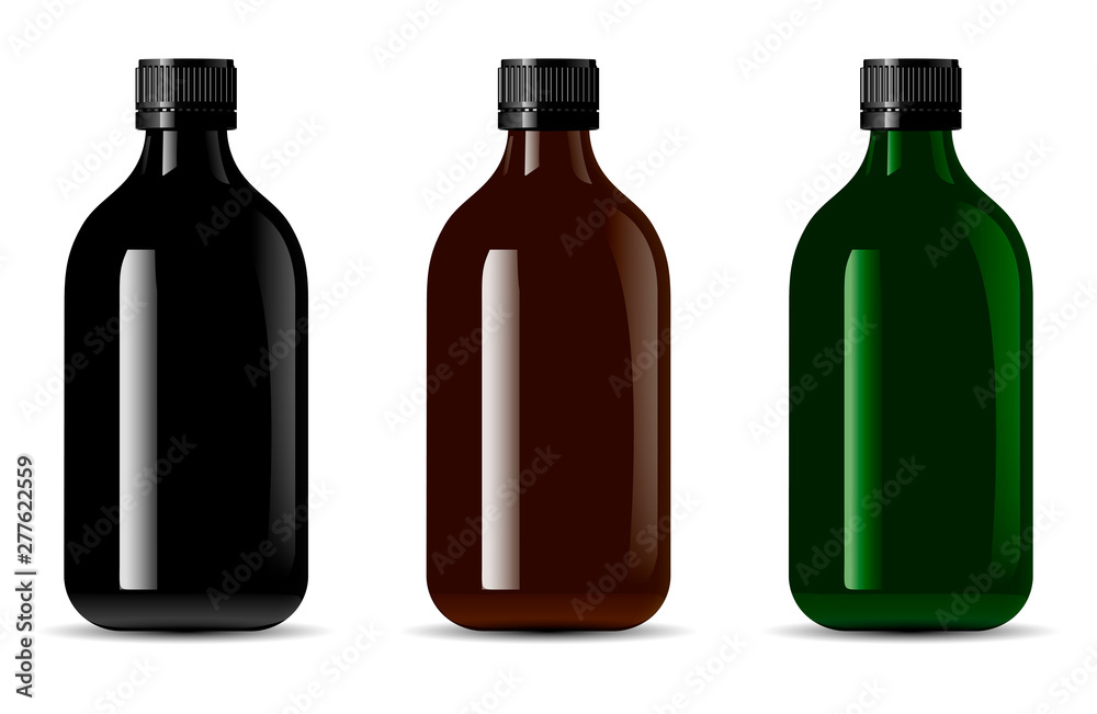 Black Glass Bottle. 3d Glossy Container Package Illustration. Medicine Treatment Packaging Vector Mockup. Aromatherapy Essence Flacon Blank. Brown or Green Serum Bottle Black Glass Bottle. 3d Glossy Container Package Illustration. Medicine Treatment Packaging Vector Mockup. Aromatherapy Essence Flacon Blank. Brown or Green Serum Bottle