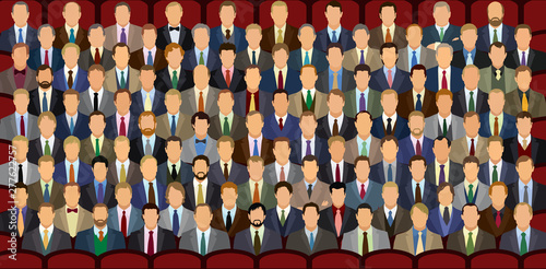 100 Unique Businessmen Sitting in Theater
