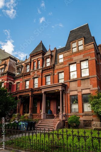 Historic brownsone building facade in Clinton Hill  Brooklyn  New York