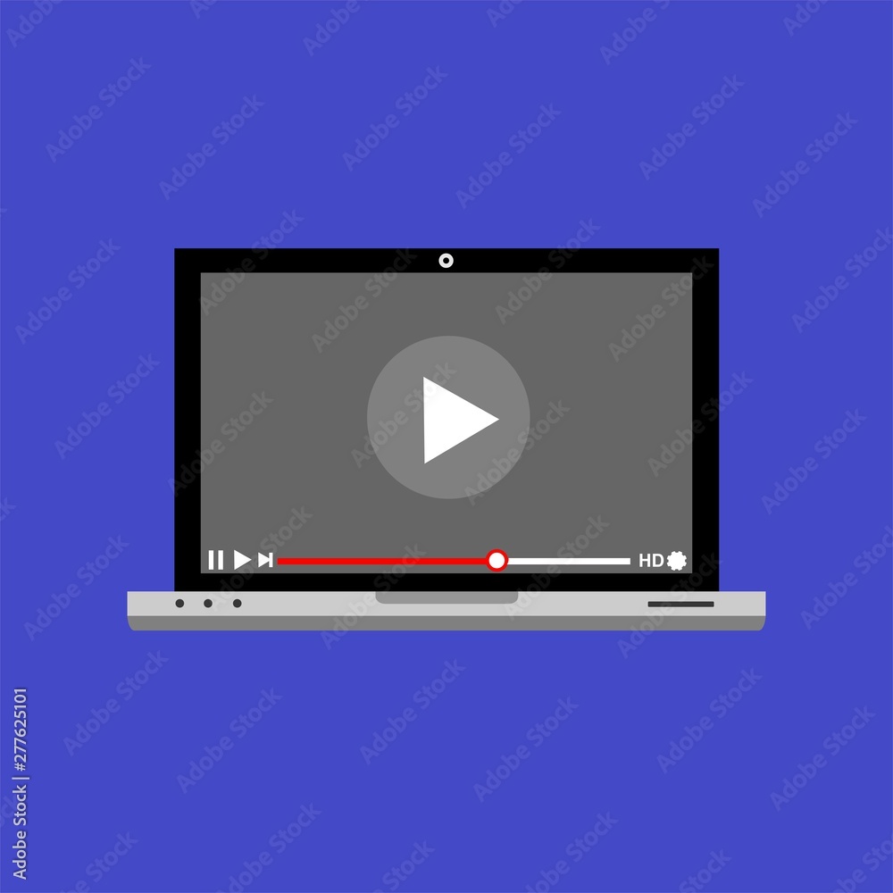 Modern video player design template for web and mobile apps flat style. Vector illustration Modern video player design template for web and mobile apps flat style. Vector illustration