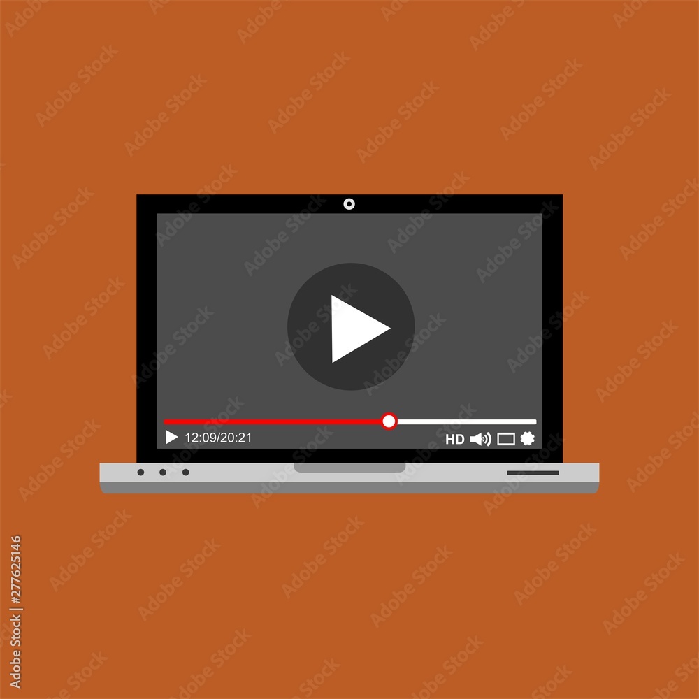 Modern video player design template for web and mobile apps flat style. Vector illustration Modern video player design template for web and mobile apps flat style. Vector illustration
