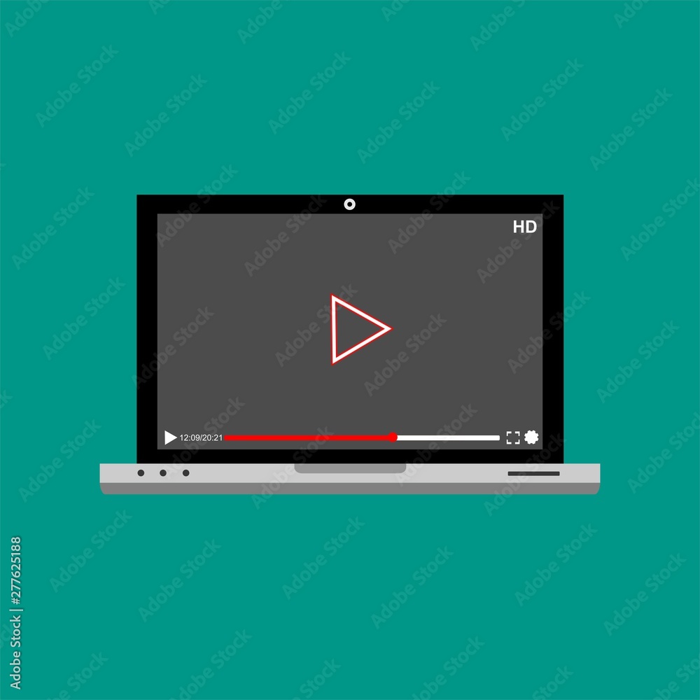 Modern video player design template for web and mobile apps flat style. Vector illustration Modern video player design template for web and mobile apps flat style. Vector illustration