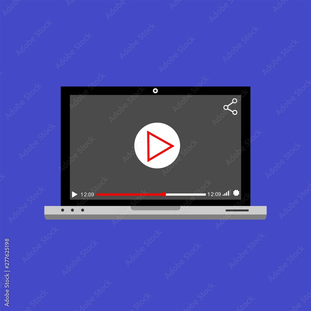 Modern video player design template for web and mobile apps flat style. Vector illustration Modern video player design template for web and mobile apps flat style. Vector illustration