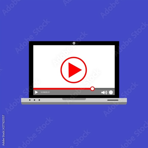Modern video player design template for web and mobile apps flat style. Vector illustration