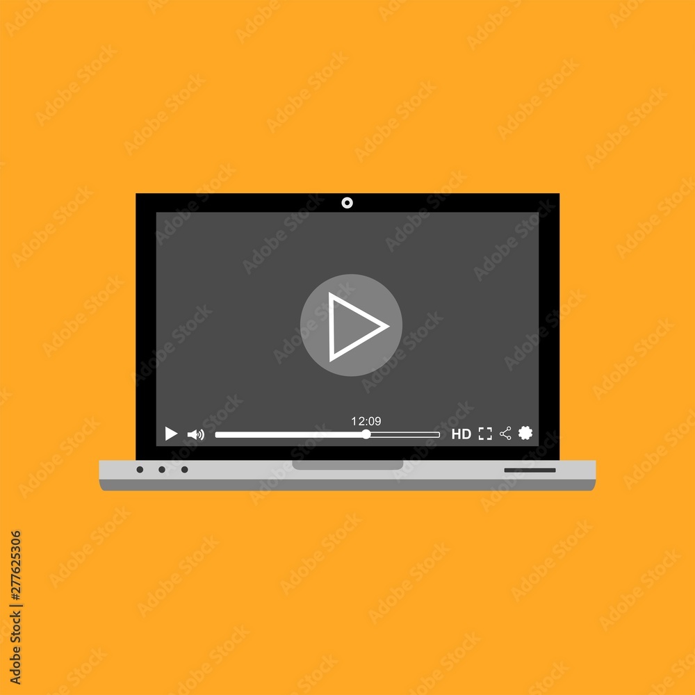 Modern video player design template for web and mobile apps flat style. Vector illustration Modern video player design template for web and mobile apps flat style. Vector illustration