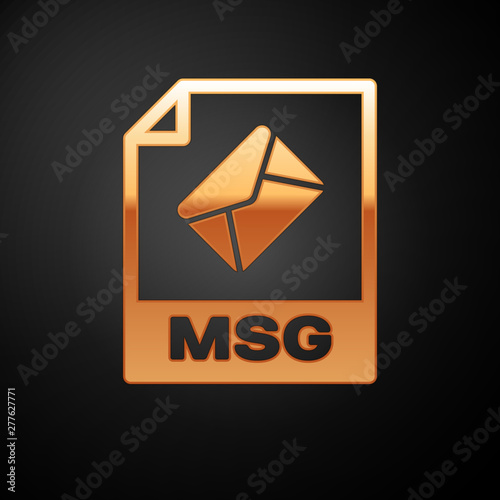Gold MSG file document icon. Download msg button icon isolated on black background. MSG file symbol. Vector Illustration