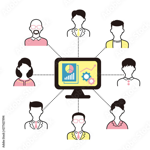 パソコンを中心にいろいろな人が繋がる