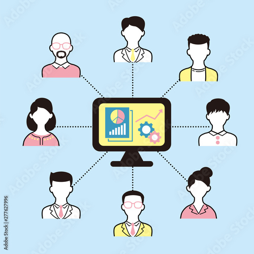 パソコンを中心にいろいろな人が繋がる