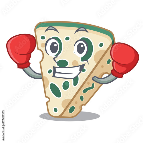 Boxing blue cheese in the cartoon shape