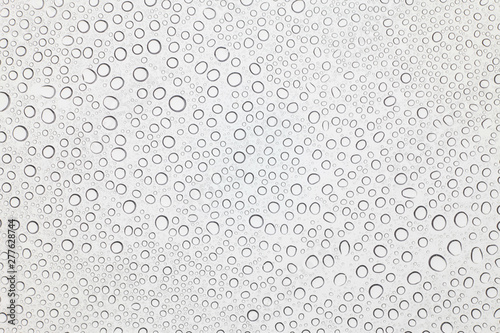Water drops on glass, Rain droplets on glass background. © peterkai